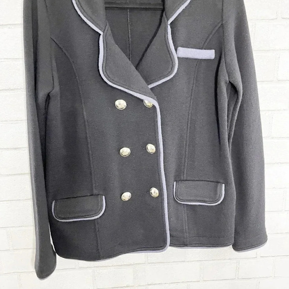 525 America Black 100% Merino Wool Button Front Jacket Women's Size Large - Picture 3 of 7